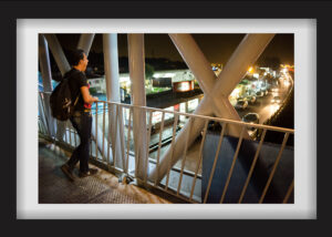 As a result of being bullied by some people in the shelter, she spends the nights out of the shelter (near East Terminal in Tehran). It is summer, and she sometimes sleeps on a bench (A footbridge in front of East Terminal) 01.08.2016